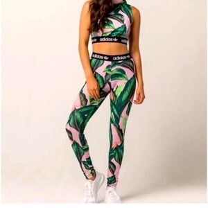 NWOT Adidas x Farm Rio Palm Tree Pink Leggings